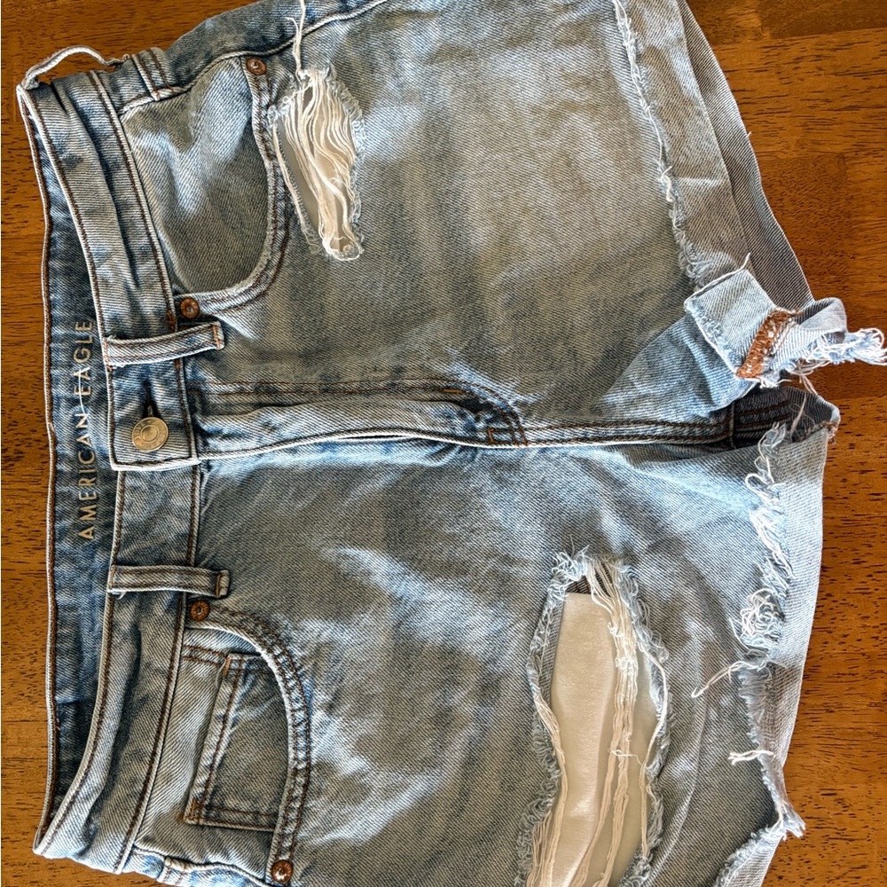 American Eagle Outfitters Blue Jean Shorts Distressed Raw Hem